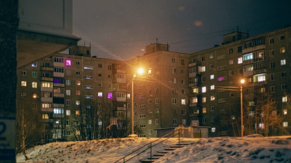 Вечерний Мурманск зимой
