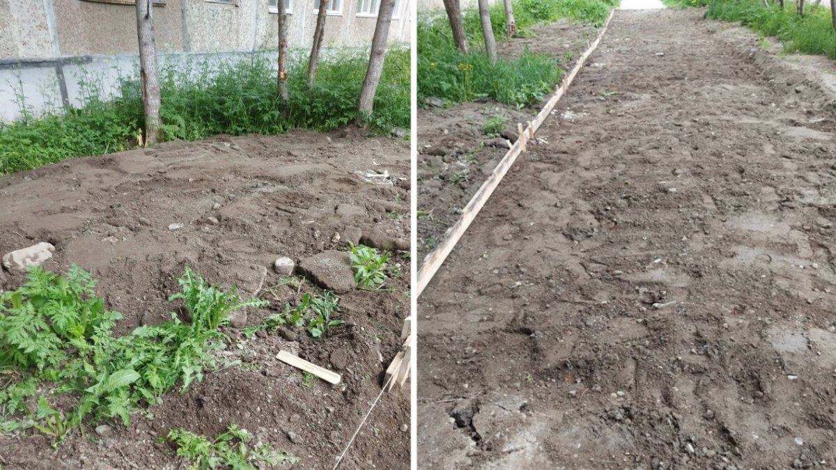 Разбитый газон в Апатитах