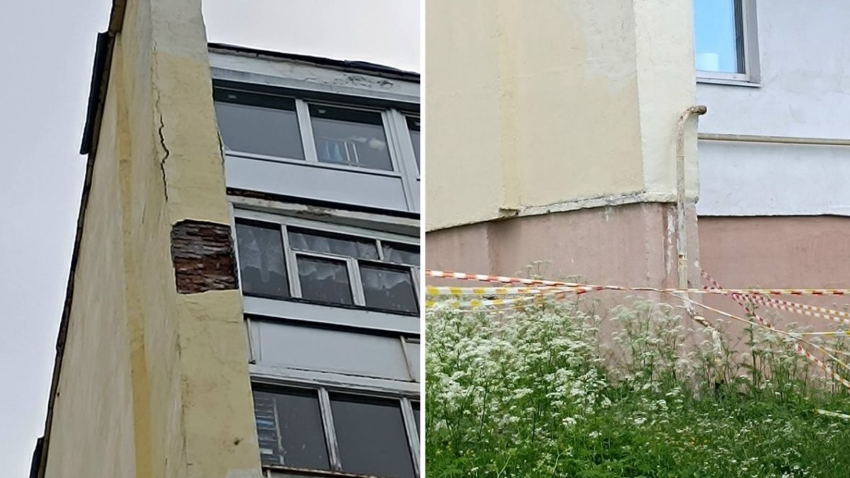 Разрушение фасада жилого дома