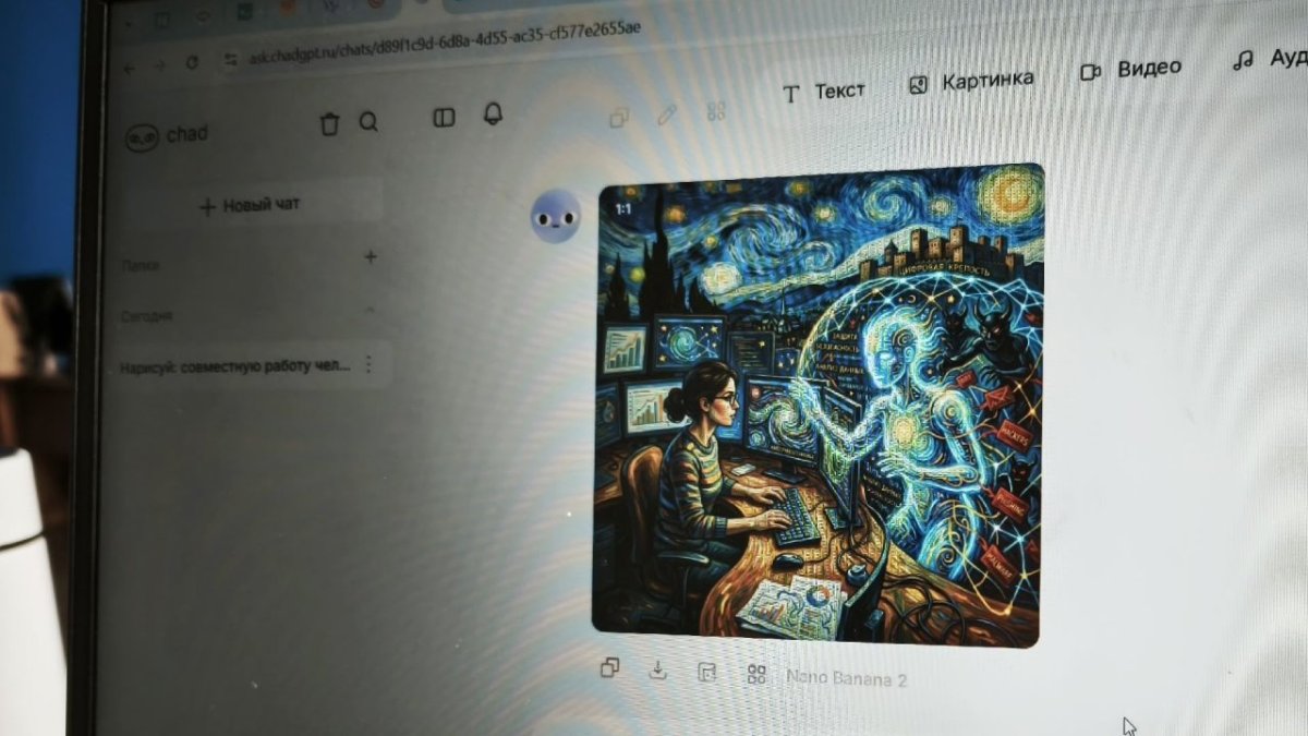 Монитор компьютера показывающий яркую картинку на белом фоне
