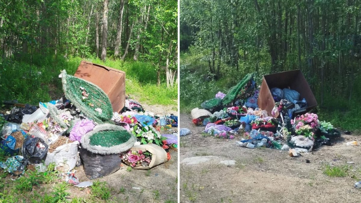 Мусор на кладбище Полярные Зори