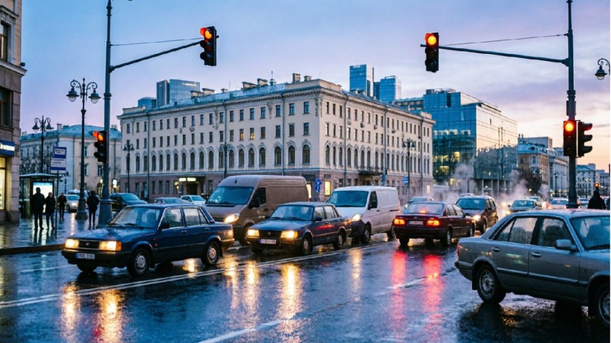 машины на перекрестке