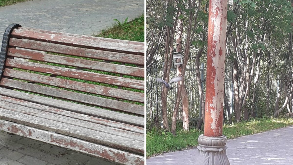 Разрушенное благоустройство в сквере