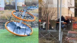 «Крепления уже выломаны»: в Никеле новую карусель испортили еще до официального открытия площадки