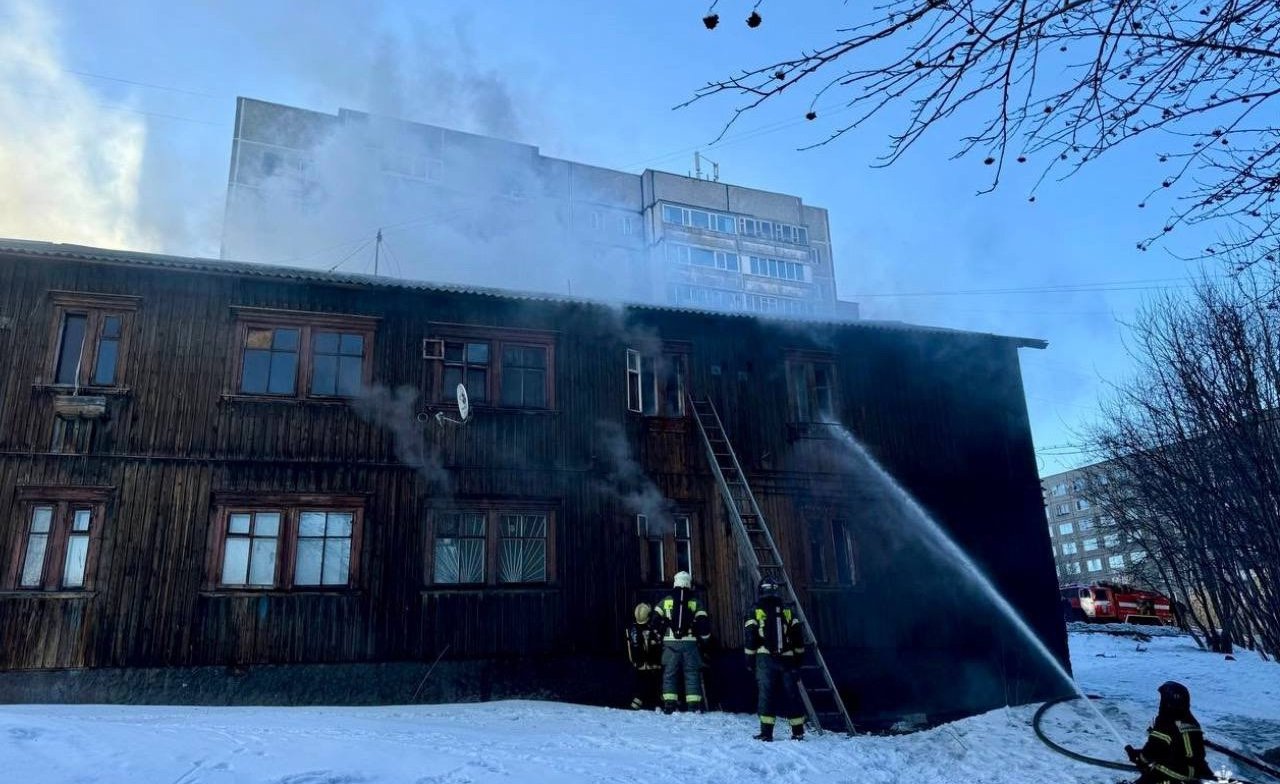 При пожаре в мурманской «деревяшке» погибли человек и кошка