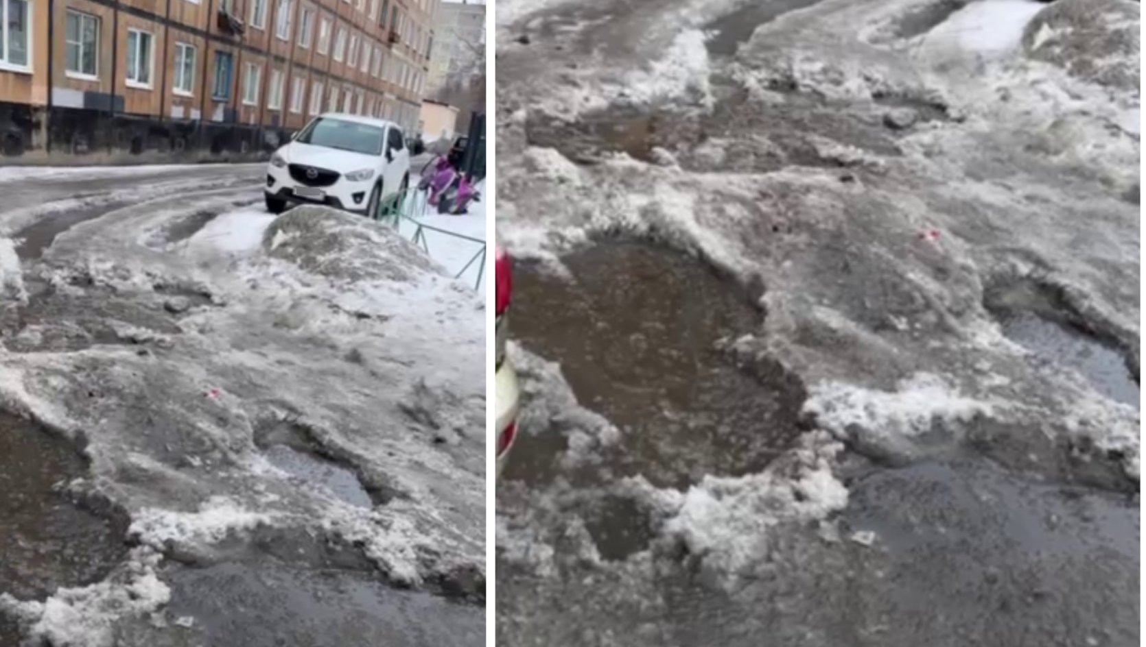 «Проехать можно только на тракторе» — путь в мурманскую гимназию превратился в полосу препятствий