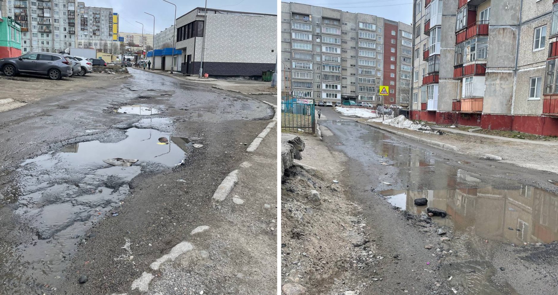 Пешеходы жмутся в полуметре от машин: в Снежногорске просят оборудовать тротуар вдоль дороги