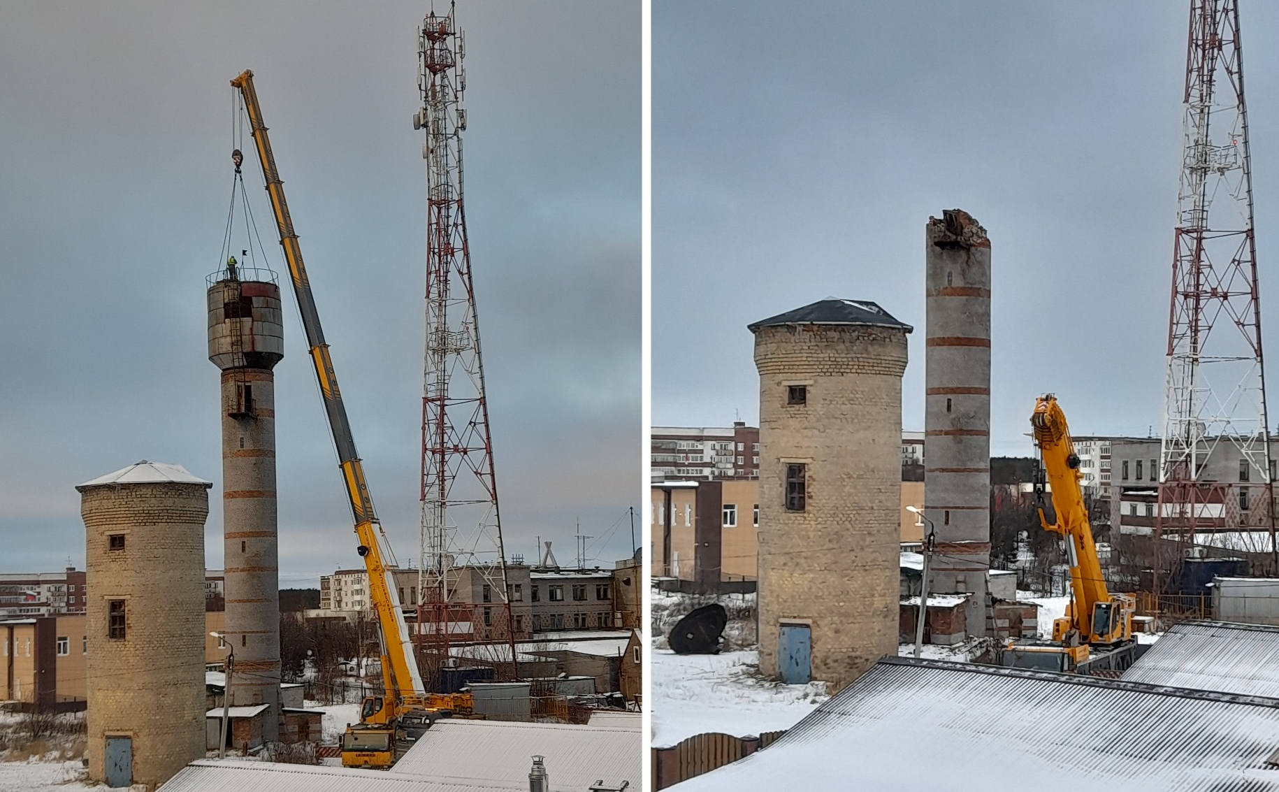 «Усё»: в центре Ловозера демонтировали старую водонапорную башню